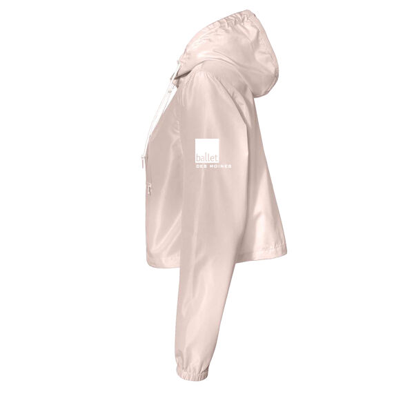 Womens Lightweight Quarter Zip Pullover Crop Windbreaker - Printed Logo Thumbnail