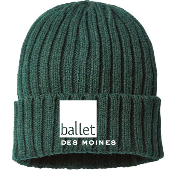 Sustainable Cable Knit Cuffed Beanie - Embroidered Logo Thumbnail