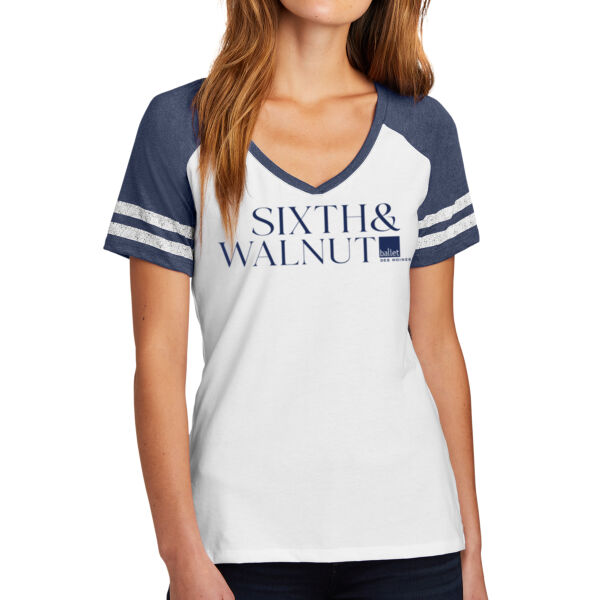 District Womens Game V Neck Tee - Printed Logo Thumbnail